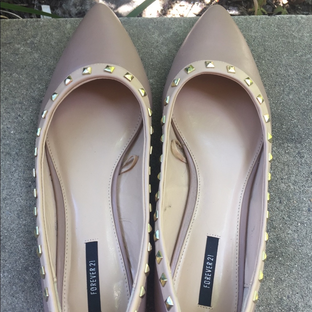 Studded faux leather flats